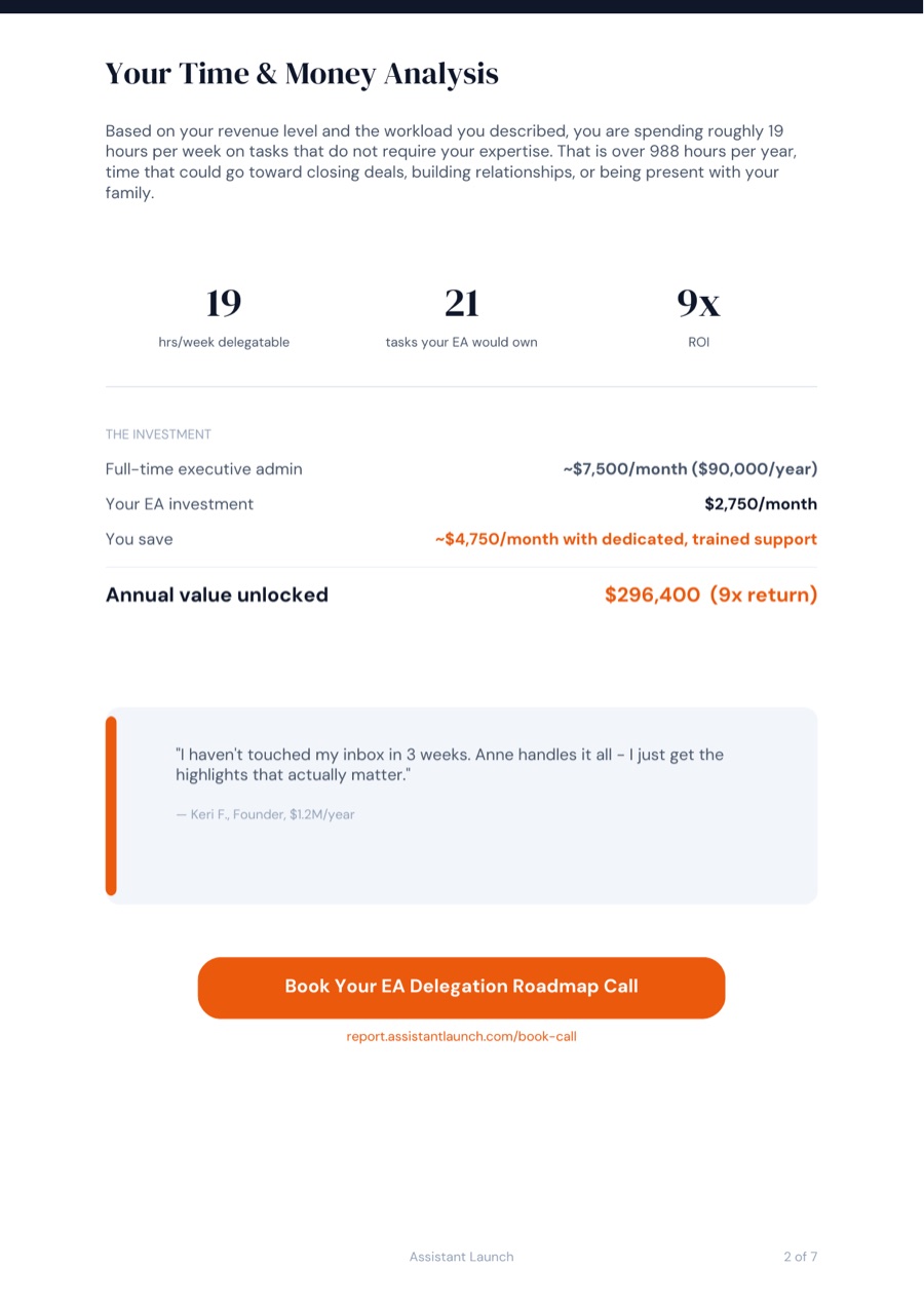 Time Freedom Report - Time & money analysis